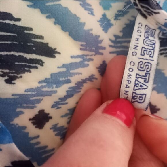 Blue Star One Size Blue White Cover Up Kimono Beach Dress - Picture 2 of 9